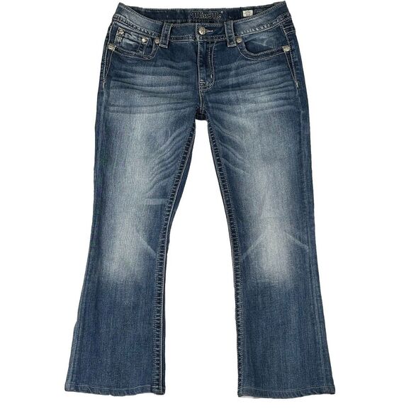 Miss Me Denim - Miss Me Jeans Women's Size 31 Chloe Bootcut Blue Mid Rise Jeans (Hemmed)